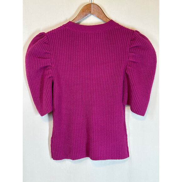 LUCYPARIS VTG Sweater S Fuchsia Puffed Sleeve Cottagecore Coquette Y2K Disco - Picture 5 of 13